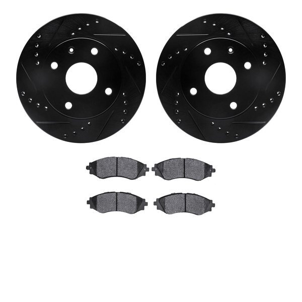8302-01010, Rotors-Drilled and Slotted-Black with 3000 Series Ceramic Brake Pads, Zinc Coated, Dynamic Friction Co, Mfr#: 8302-01010